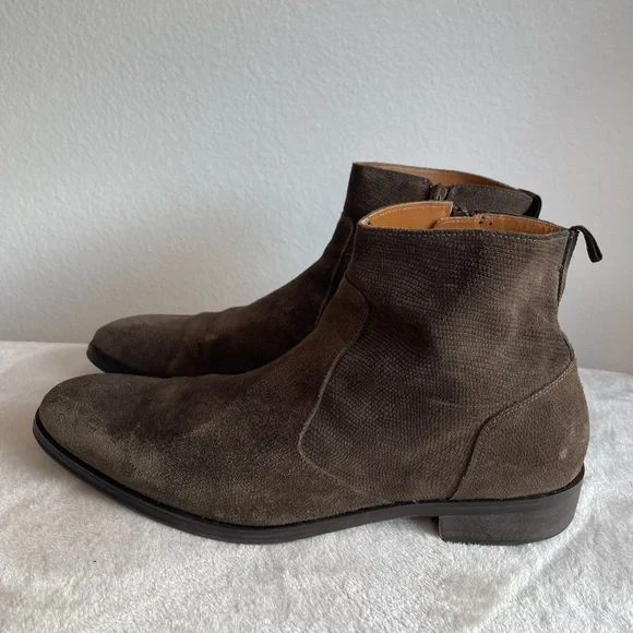 Aldo Men's Dark Brown Suede Chukka Ankle Boots with Side Zip - Picture 2 of 13